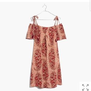 Madewell silk cold-shoulder dress in paisley